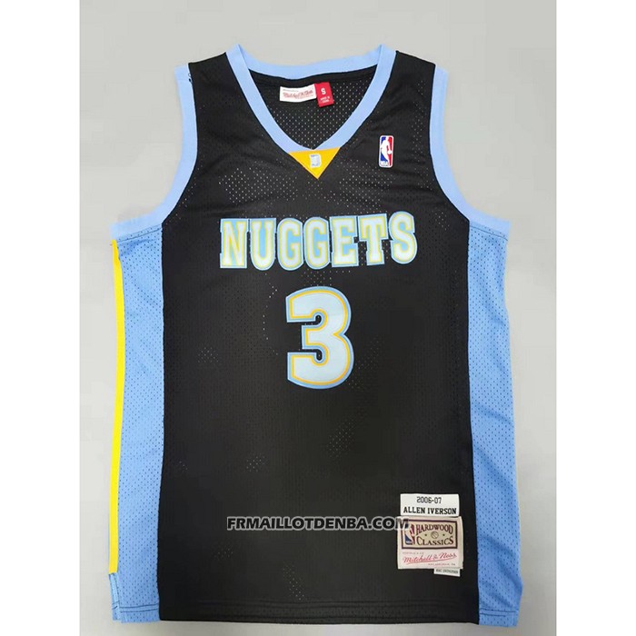 Maillot Denver Nuggets Allen Iverson NO 3 Mitchell & Ness 2006-07 Noir